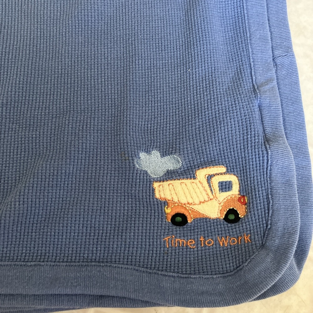 Dump Truck Blue Thermal Waffle Weave Blanket Time To Work Baby Connection 29x29